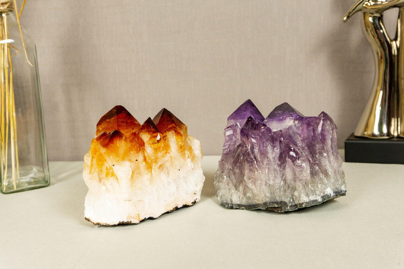 Set of Aaa Amethyst and Citrine Clusters with X Large Points collective