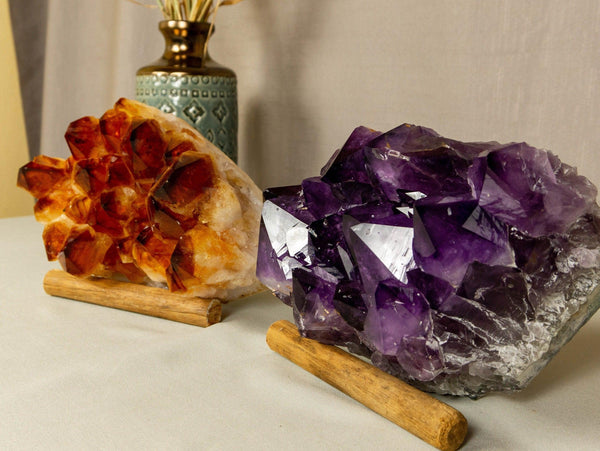 Set of Aaa Amethyst and Citrine Clusters with X-Large Druzy collective