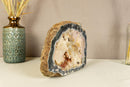 Blue Lace Agate with Pink Quartz Geode Slab, Rare collective