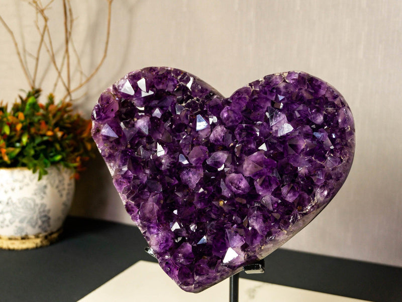 Large Amethyst Heart with Grape Jelly Purple Amethyst Druzy, Aaa Quality collective