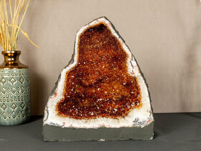 Citrine Cathedral Geode with Stalactite Flowers, Aaa Grade Orange Citrine i_did