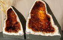 Pair of Citrine Cathedral Geodes with Stalactite Flowers, Aaa Grade Orange Citrine i_did
