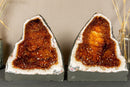 Pair of Citrine Cathedral Geodes with Stalactite Flowers, Aaa Grade Orange Citrine i_did