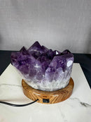 Amethyst Crystal Table Lamp with High Quality Deep Purple Amethyst Cluster collective