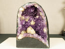 Small Purple Amethyst Cathedral Geode with Stalactite Flowers and Calcite i_did