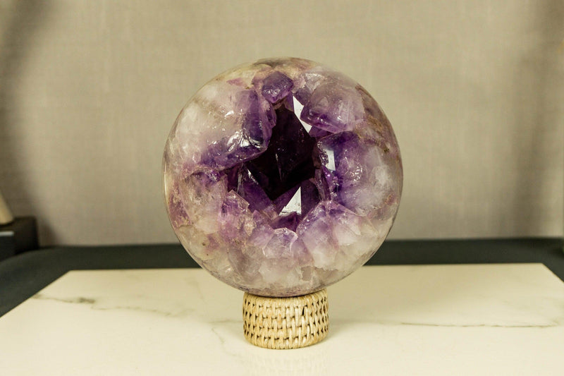 Amethyst Sphere with Deep Purple and Large Amethyst Points collective