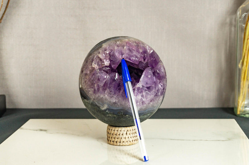 Amethyst Crystal Sphere with Deep Purple and Large Amethyst Points collective