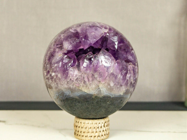 Amethyst Crystal Sphere with Deep Purple and Large Amethyst Points collective