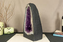 Tall Amethyst Geode Cathedral with Banded Agate, Deep Purple Amethyst collective