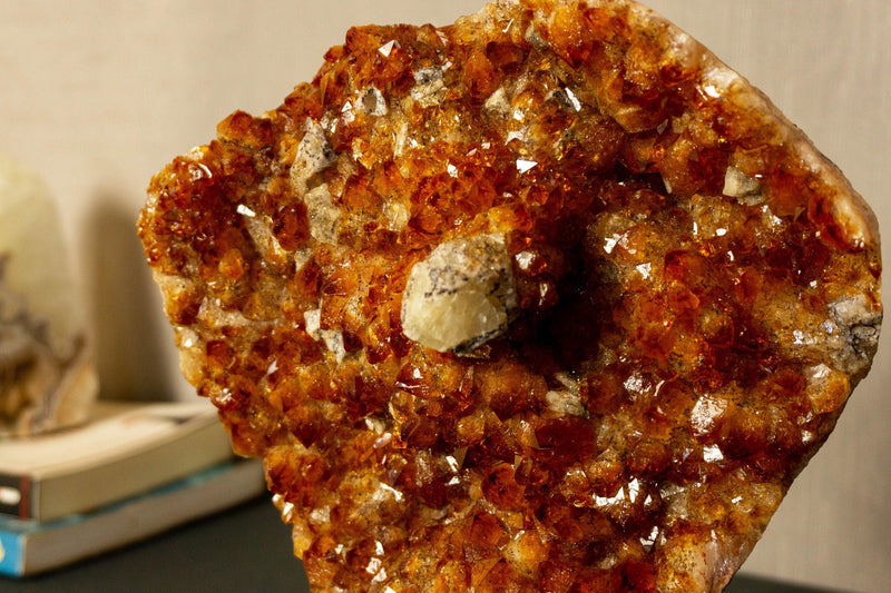 Deep Orange Citrine Cluster with X Large Citrine Points, Aaa Grade collective