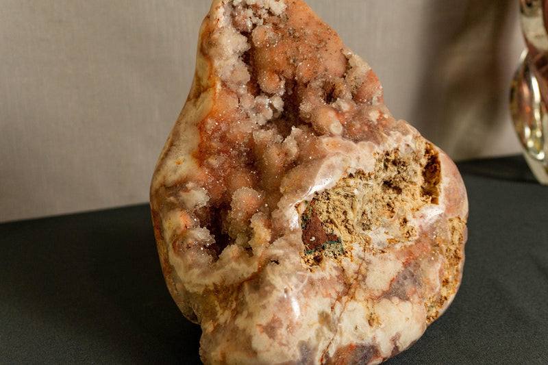 Free Form cut Pink Amethyst Geode Cluster with Rose and Purple Amethyst Druzy collective