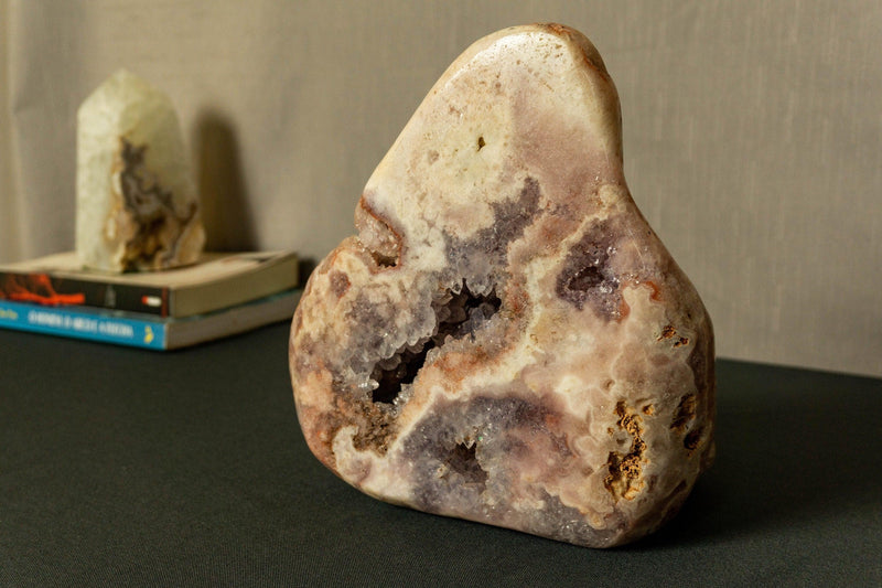Free Form cut Pink Amethyst Geode Cluster with Rose and Purple Amethyst Druzy collective