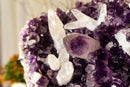 Deep Purple Amethyst Cluster with Calcite Points collective