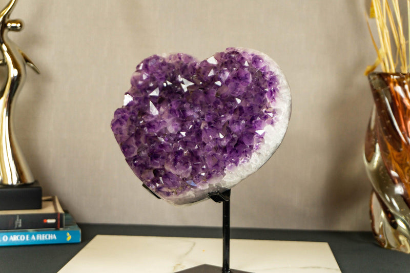 Large Amethyst Heart with X Large Purple Amethyst Druzy collective