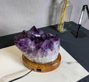 Amethyst Crystal Table Lamp with High Quality Deep Purple Amethyst Cluster collective