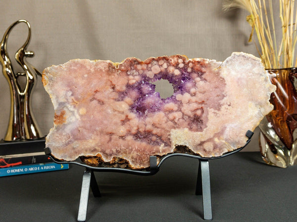 World Class Large Pink Amethyst Geode Slab with Pink and Purple Amethyst Druzy collective