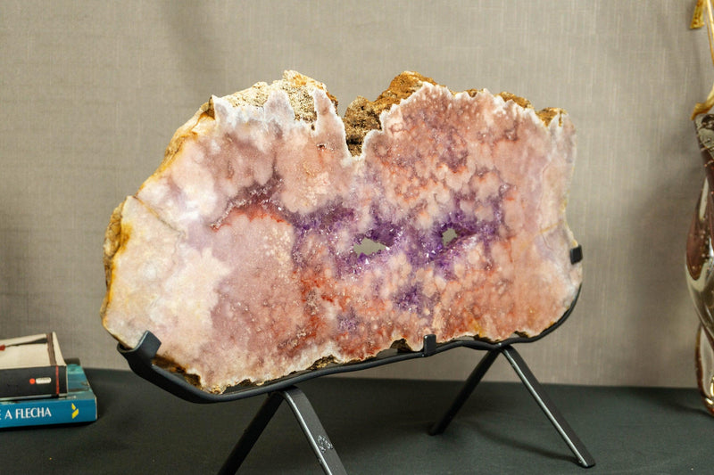 World Class Large Pink Amethyst Geode Slab with Pink and Purple Amethyst Druzy collective