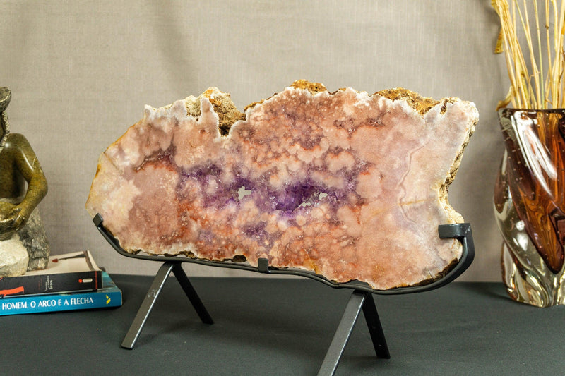 World Class Large Pink Amethyst Geode Slab with Pink and Purple Amethyst Druzy collective