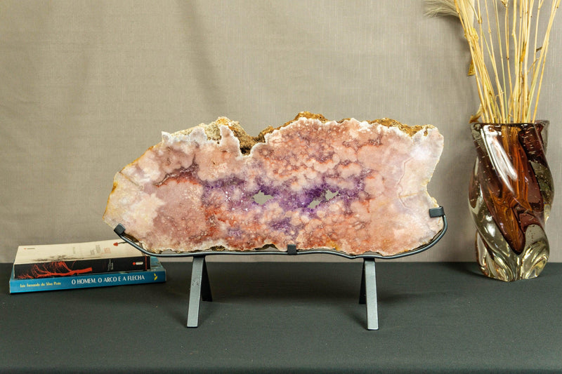 World Class Large Pink Amethyst Geode Slab with Pink and Purple Amethyst Druzy collective