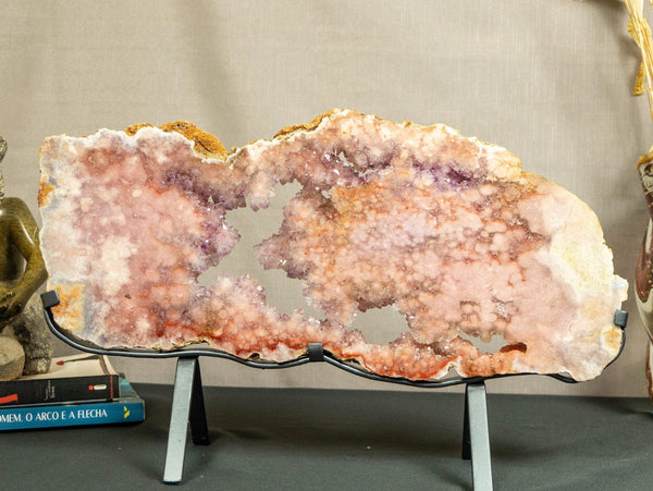 World Class Large Pink Amethyst Geode Slab with Pink and Purple Amethyst Druzy collective