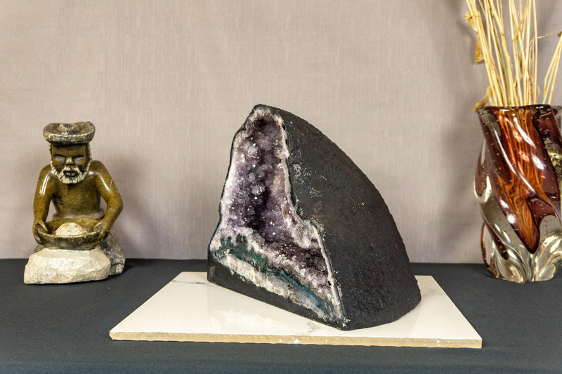 Rare Amethyst Cathedral Geode with Flower Stalactites and Double Terminated Points i_did