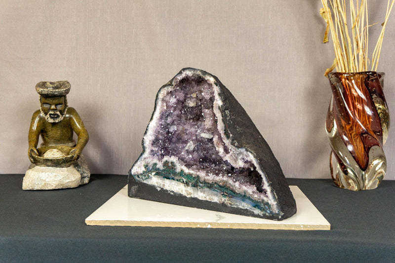 Rare Amethyst Cathedral Geode with Flower Stalactites and Double Terminated Points i_did