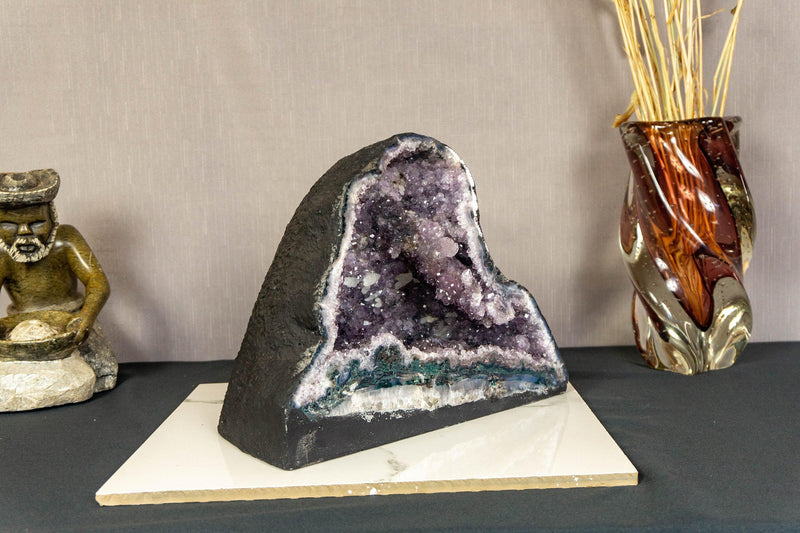 Rare Amethyst Cathedral Geode with Flower Stalactites and Double Terminated Points i_did