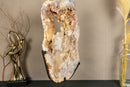 Tall Pink Amethyst Slab on Stand, Natural Rose Amethyst with Flowers collective