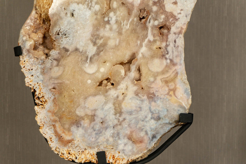 Tall Pink Amethyst Slab on Stand, Natural Rose Amethyst with Flowers collective