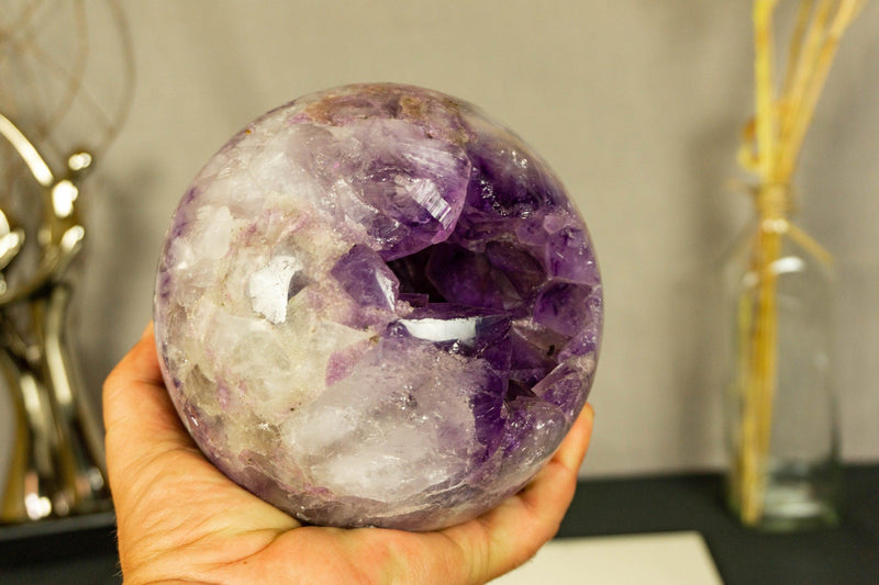 Amethyst Sphere with Deep Purple and Large Amethyst Points collective