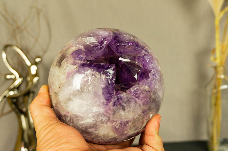 Amethyst Sphere with Deep Purple and Large Amethyst Points collective