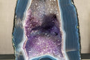 Amethyst Geode with Banded Agate Cathedral and Goethite Inclusions collective