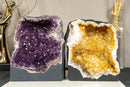 Pair of Amethyst and Citrine Cathedral Geodes collective