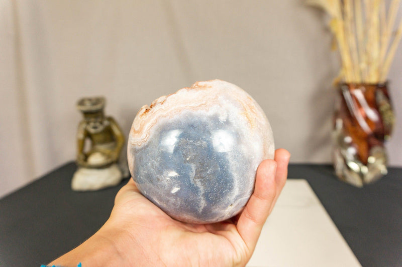Pink Amethyst Sphere with Pink and Red Amethyst Druzy collective