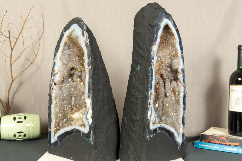 Rare Sugar Coat Amethyst Cathedral Geode on Banded Agate, 17&quot; Tall 12.8 Kg - 28.2 lb Galaxy Druzy Amethyst Geode collective