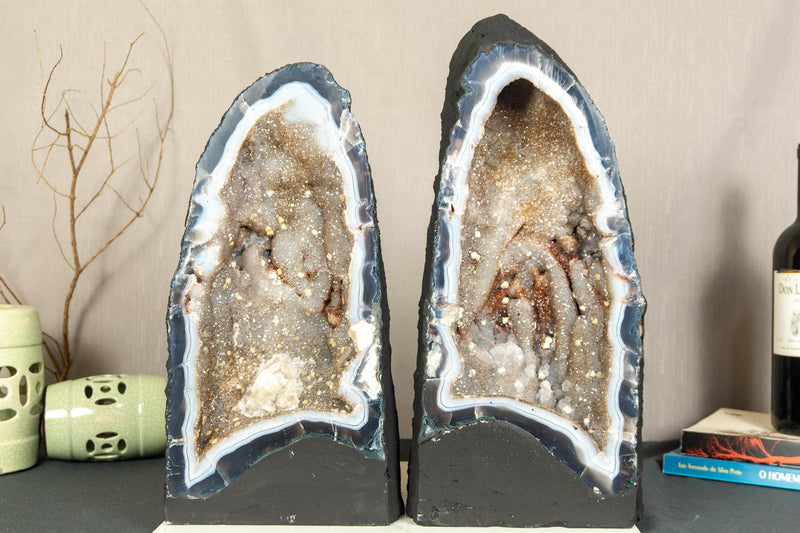 Rare Sugar Coat Amethyst Cathedral Geode on Banded Agate, 17&quot; Tall 12.8 Kg - 28.2 lb Galaxy Druzy Amethyst Geode collective