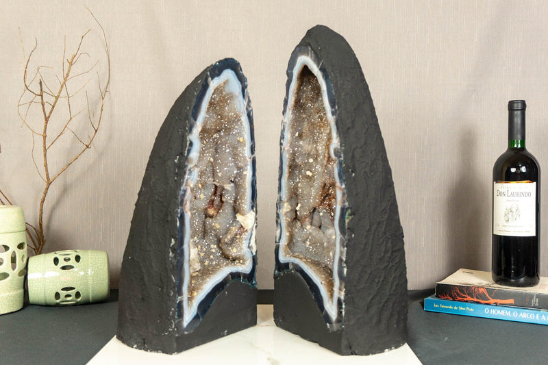 Rare Sugar Coat Amethyst Cathedral Geode on Banded Agate, 17&quot; Tall 12.8 Kg - 28.2 lb Galaxy Druzy Amethyst Geode collective