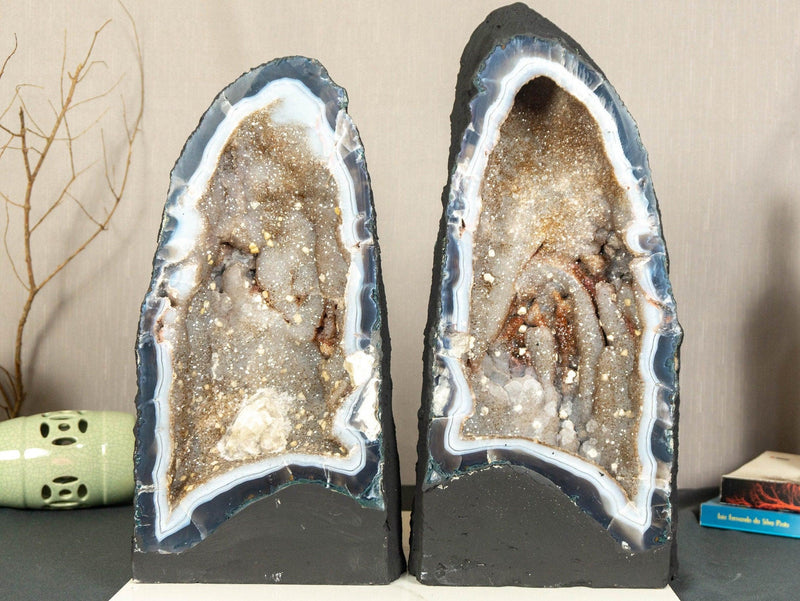 Rare Sugar Coat Amethyst Cathedral Geode on Banded Agate, 17&quot; Tall 12.8 Kg - 28.2 lb Galaxy Druzy Amethyst Geode collective