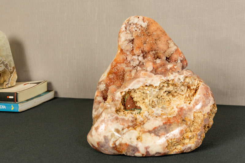 Free Form cut Pink Amethyst Geode Cluster with Rose and Purple Amethyst Druzy collective