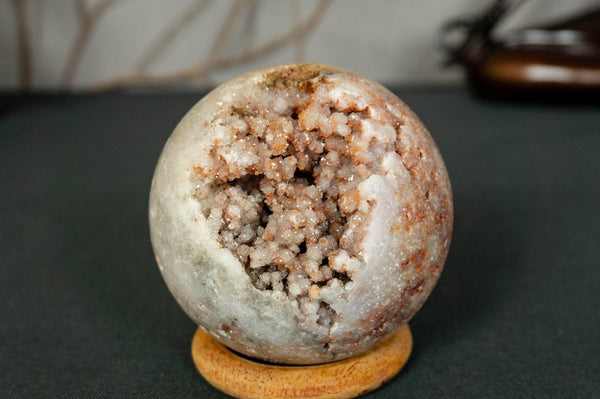 Pink Amethyst Sphere with Pink and Red Amethyst Druzy collective