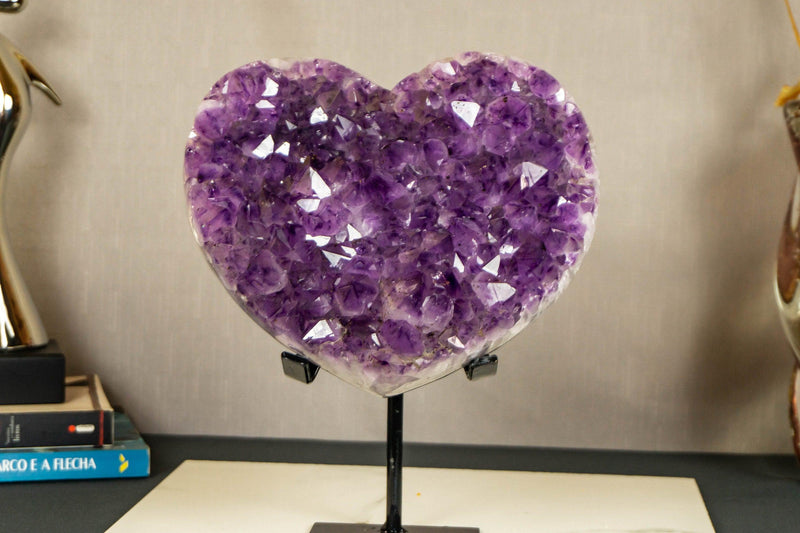 Large Amethyst Heart with X Large Purple Amethyst Druzy collective