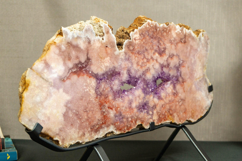 World Class Large Pink Amethyst Geode Slab with Pink and Purple Amethyst Druzy collective