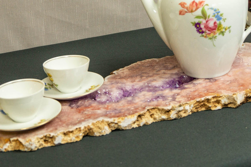 World Class Large Pink Amethyst Geode Slab with Pink and Purple Amethyst Druzy collective