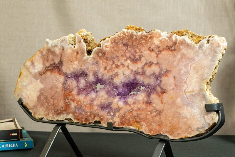 World Class Large Pink Amethyst Geode Slab with Pink and Purple Amethyst Druzy collective