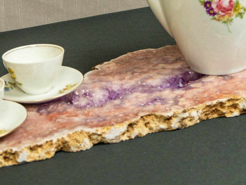 World Class Large Pink Amethyst Geode Slab with Pink and Purple Amethyst Druzy collective