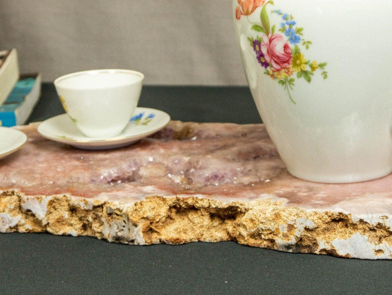 World Class Large Pink Amethyst Geode Slab with Pink and Purple Amethyst Druzy collective