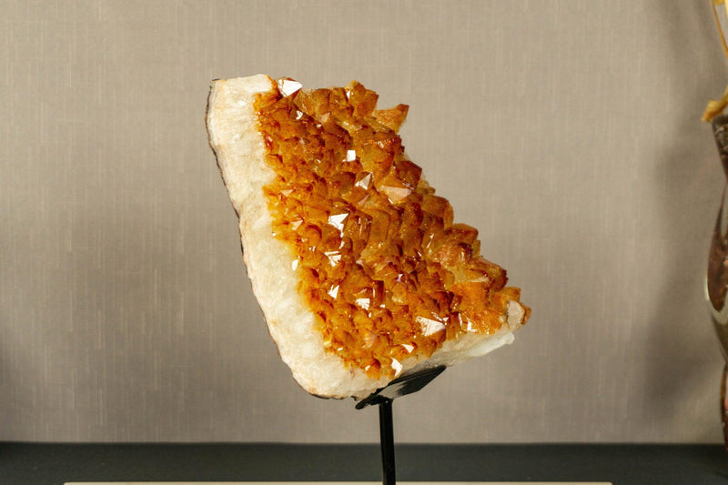 Deep Orange Citrine Cluster Crystal on Stand with Large Citrine Points collective
