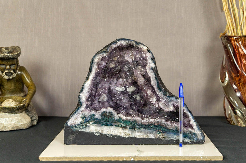 Rare Amethyst Cathedral Geode with Flower Stalactites and Double Terminated Points i_did