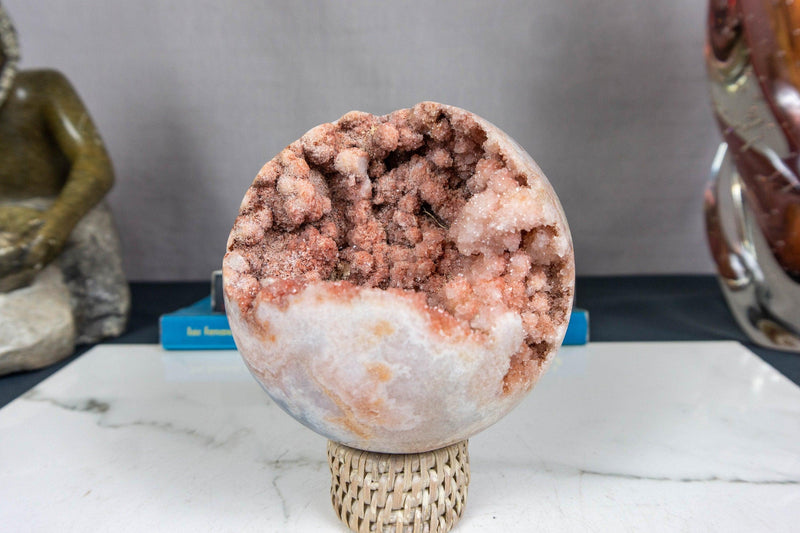 Pink Amethyst Sphere with Pink and Red Amethyst Druzy collective