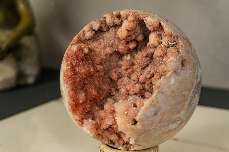 Pink Amethyst Sphere with Pink and Red Amethyst Druzy collective